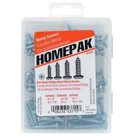 Hillman Sheet Metal Screw, #14 x Zinc Plated Steel Pan Head Phillips Drive, 5 PK 41815